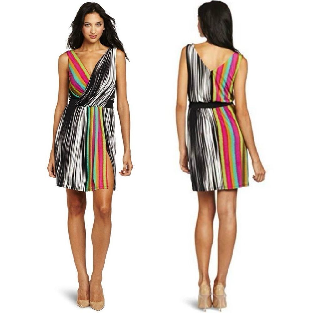 Maggy London Rainbow Surplice Midi Dress